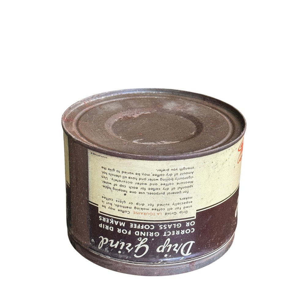 Can Vintage La Touraine Coffee Tin 1lb Drip Grind Metal Canister Prop Decor - Picture 5 of 6